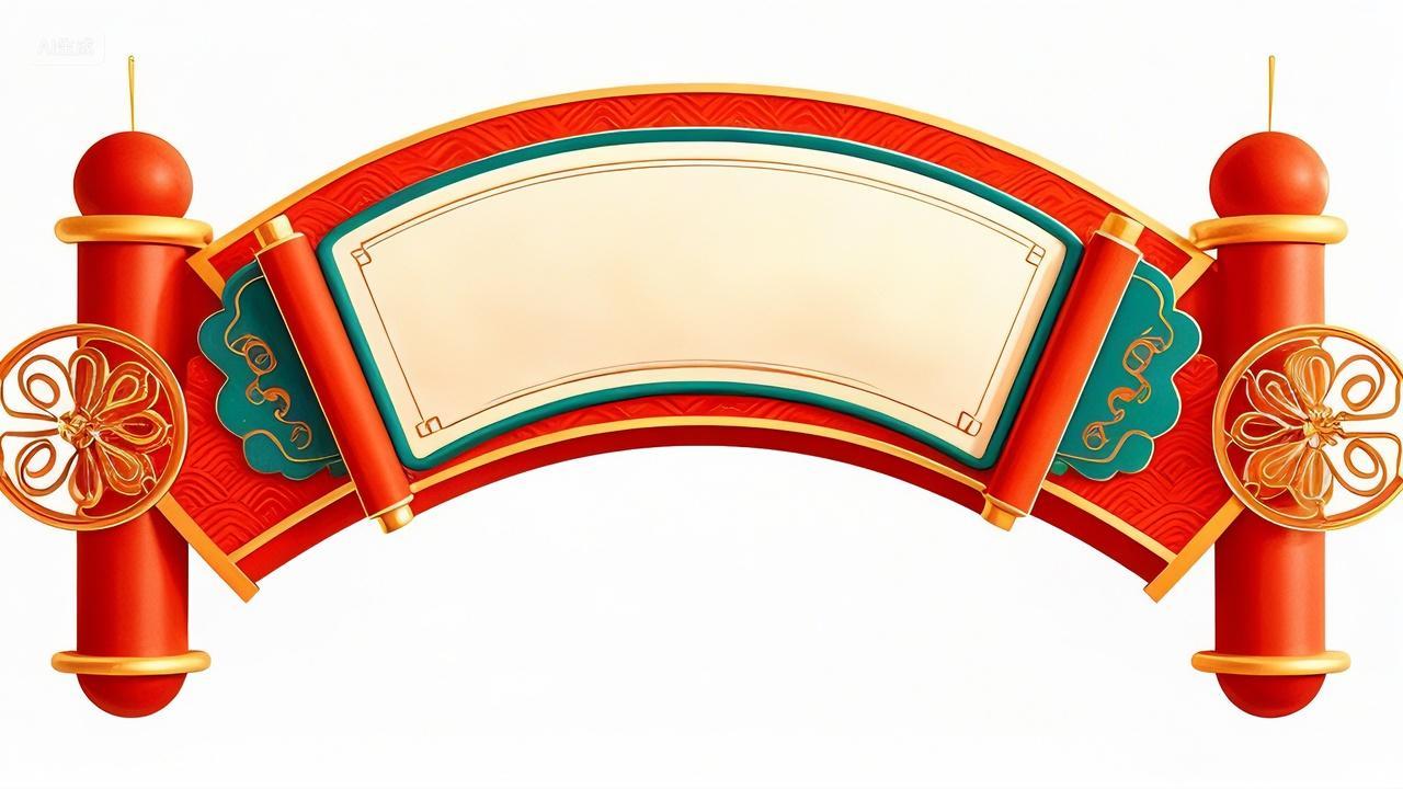 2025年新年蛇年元旦节年货节素材卷轴门头标题框新年春节白色背景