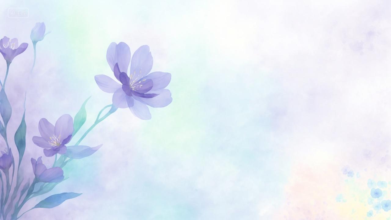 紫丁香紫罗兰植物花卉边框淡紫色水彩渲染风格清新淡雅背景图电脑壁纸