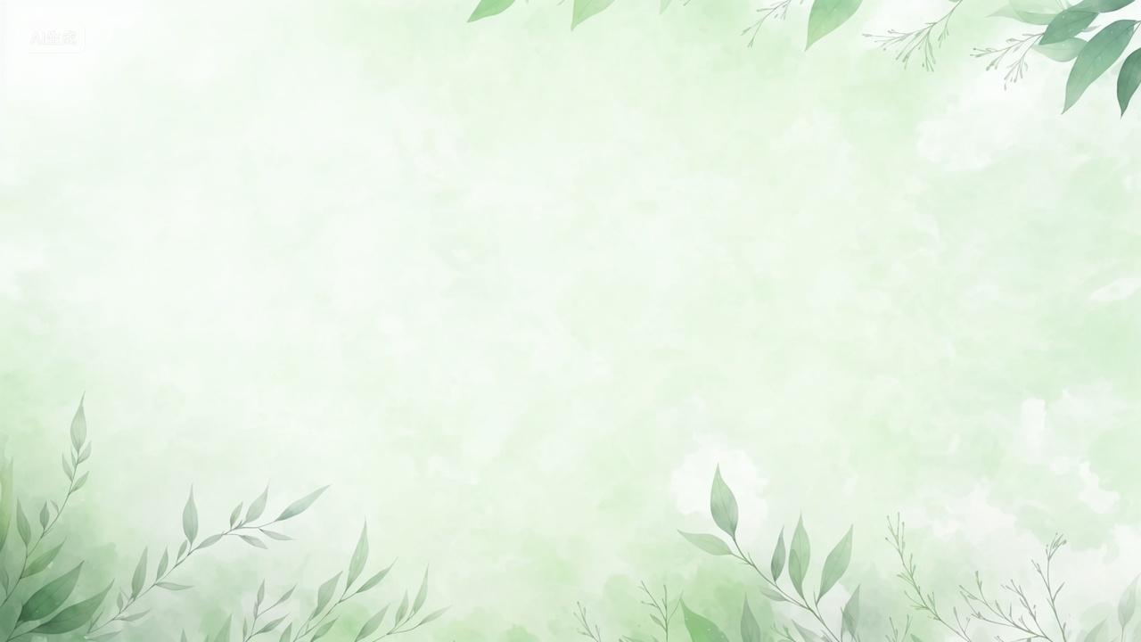 绿色叶子植物边框浅绿色水彩渲染风格清新淡雅背景图壁纸