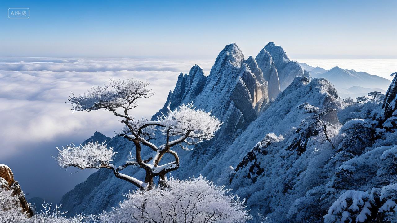 冬天洛阳老君山雪景自然风光风景电脑壁纸背景图