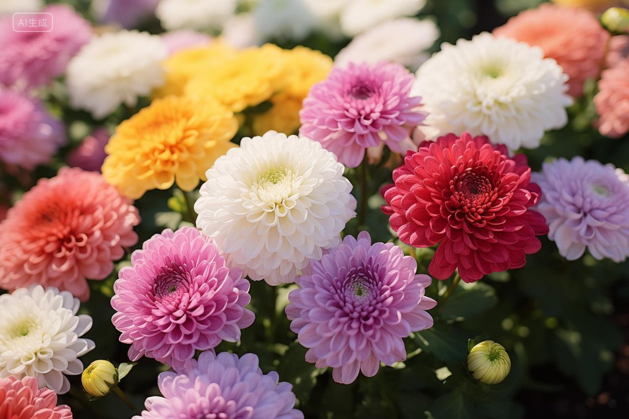 秋日菊花花海自然植物园艺花卉