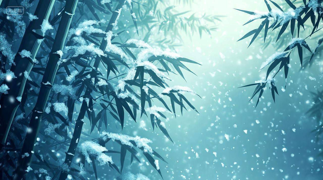 冬天冬至下雪雪竹静谧冬日的清新诗篇自然风景风光背景图电脑壁纸