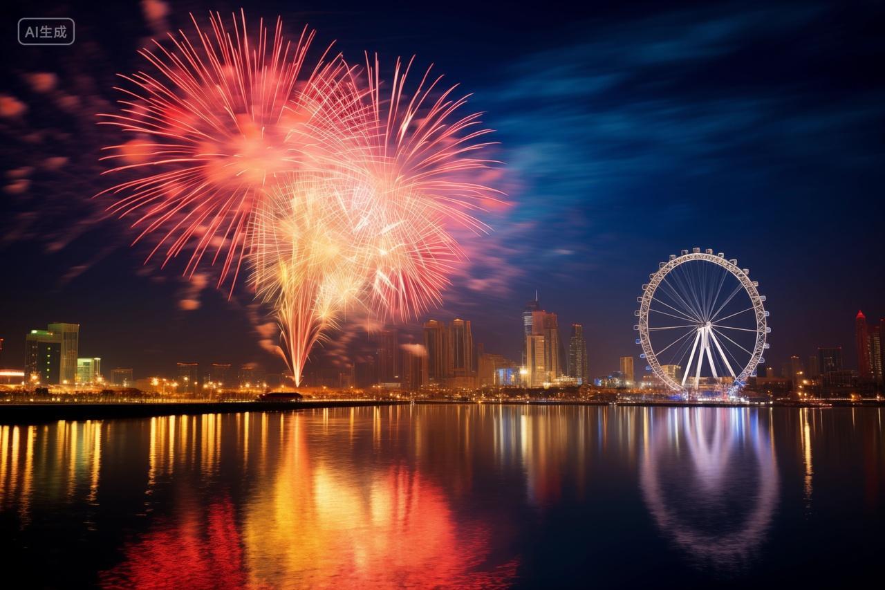 春节新年喜庆节日庆典绚丽辉煌烟花电脑壁纸