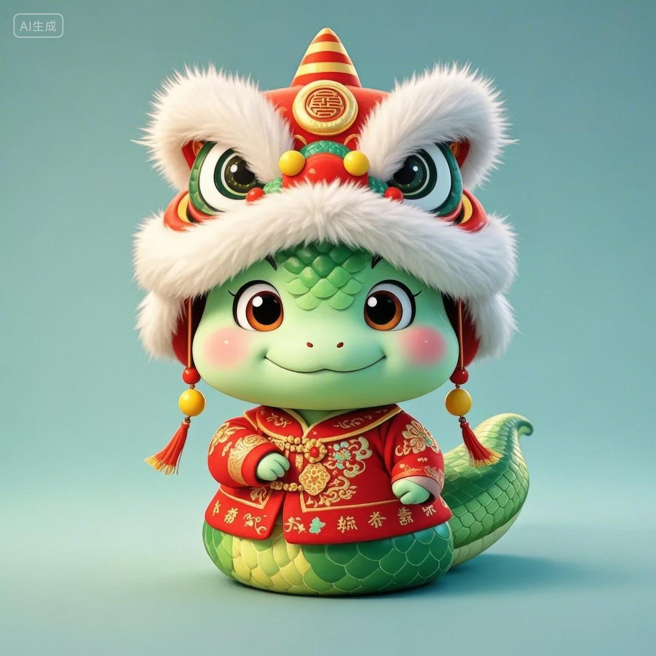 蛇年2025年新年卡通蛇宝宝萌蛇贺新春节