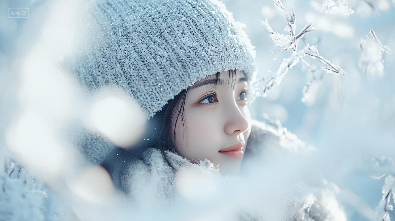 冬天冬日雪景积雪飘雪下雪可爱女生唯美人物写真头像