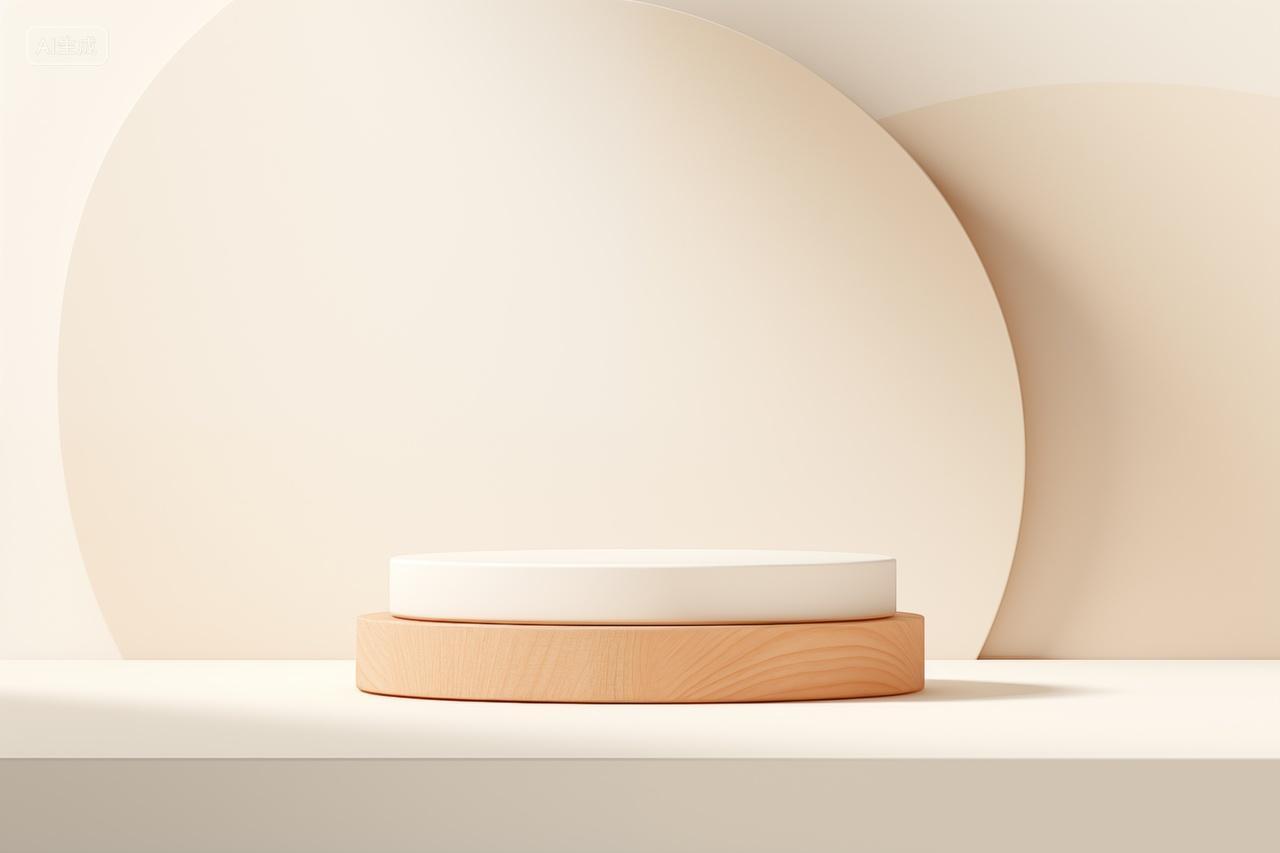 浅色简约木质电商产品展示台展台背景墙