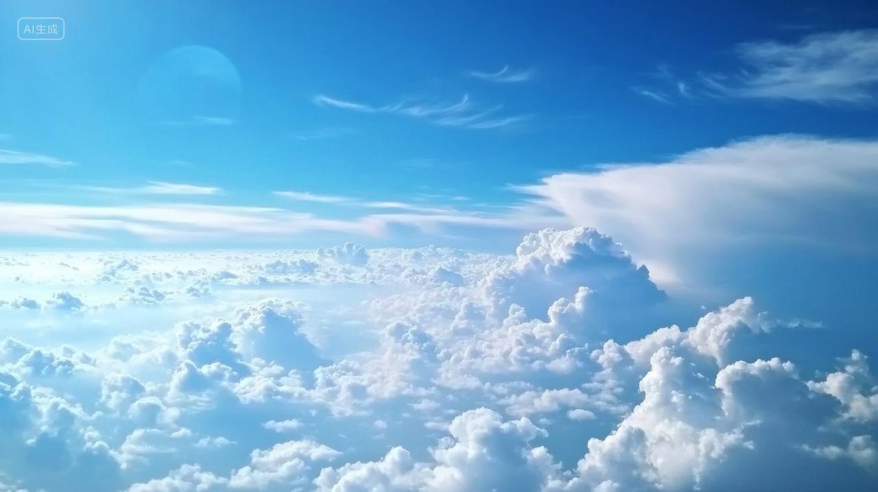 飞机视角看到的蓝天白云唯美风景天空背景电脑壁纸