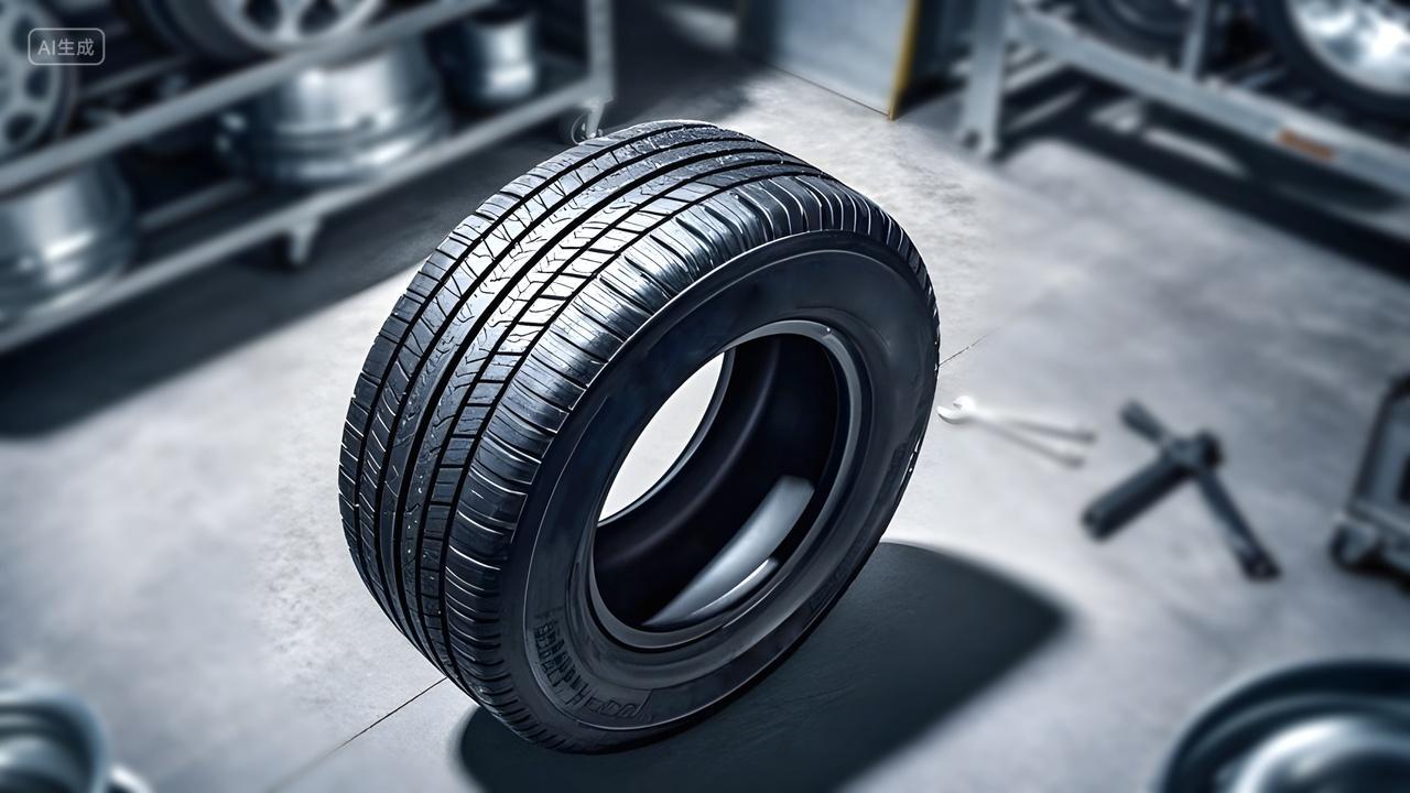 汽车维修厂维修车轮胎场景照片