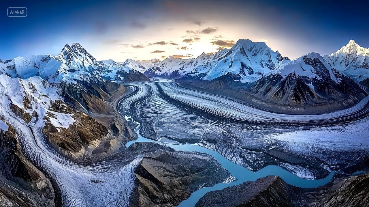 空中探秘航拍视角下的冰川河流