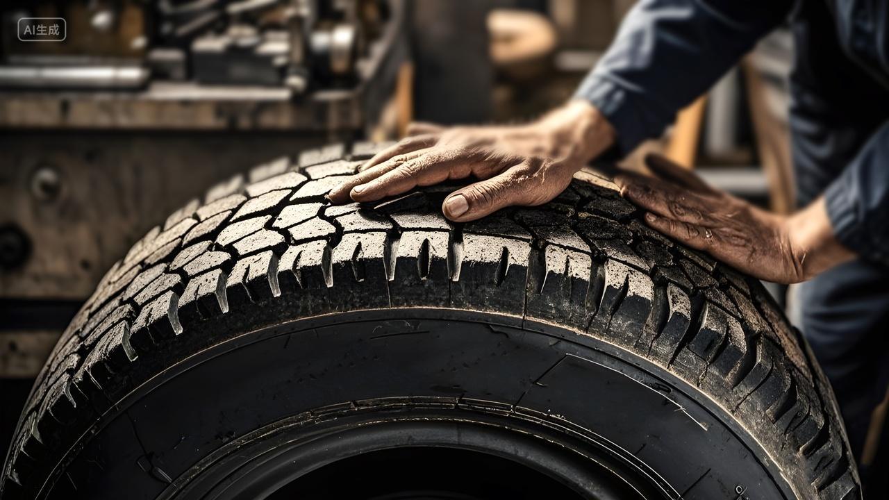 维修汽车轮胎的场景摄影照片