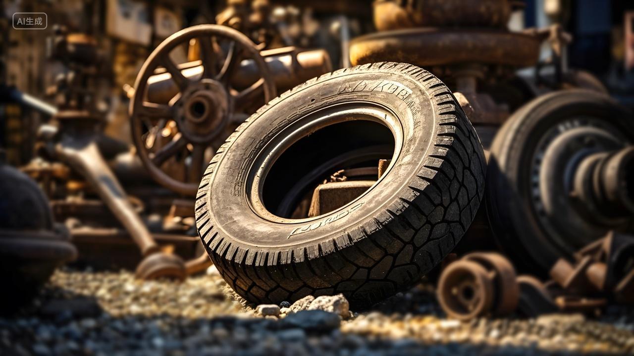 废弃的旧轮子高清图片