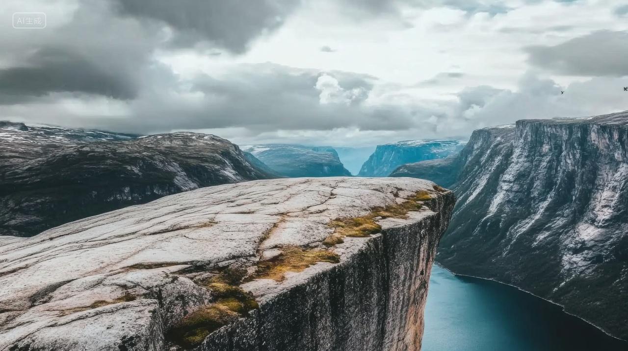 悬崖峭壁上的绝美风景挪威峡湾的壮丽景色
