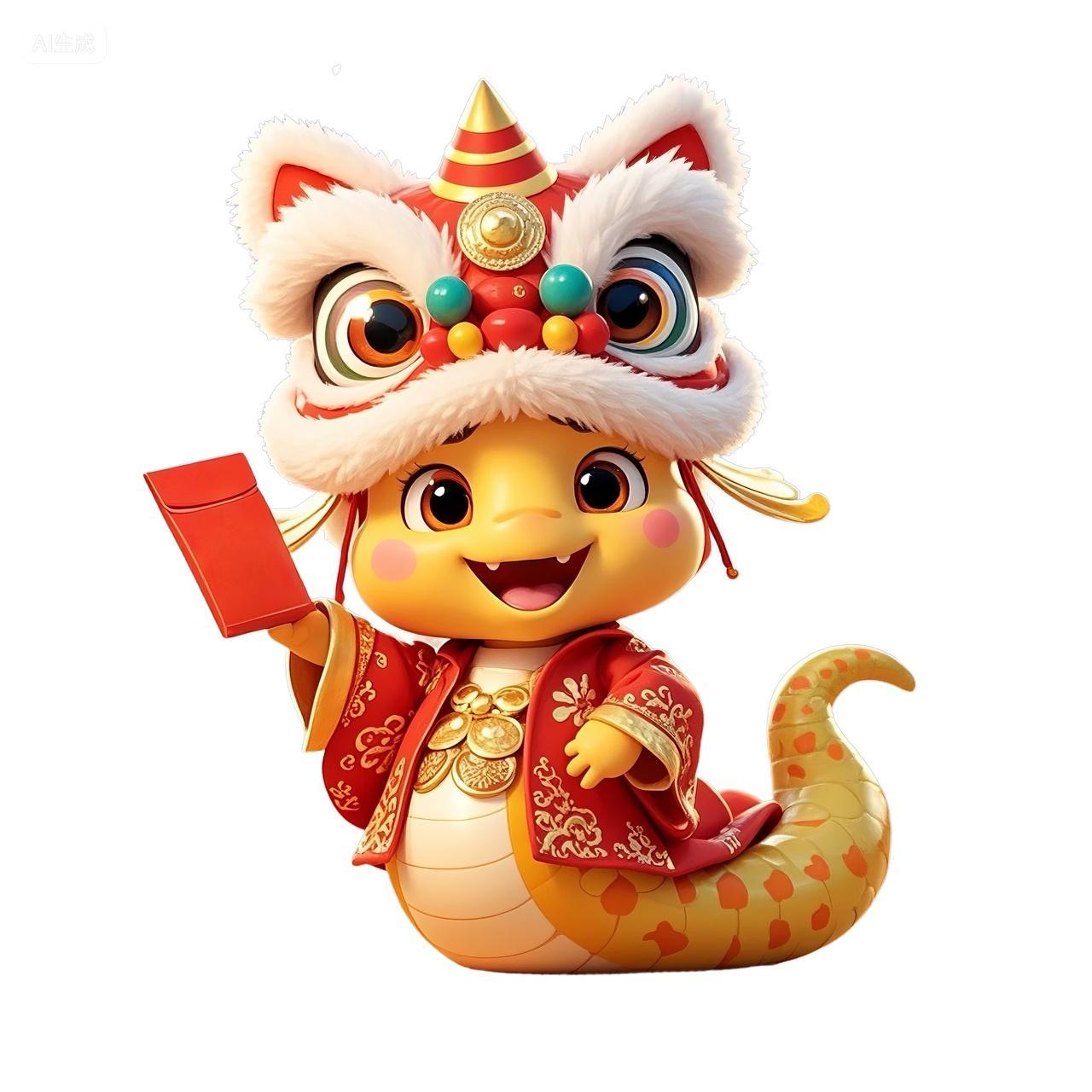 蛇年新年2025年卡通蛇宝宝萌蛇贺新春节