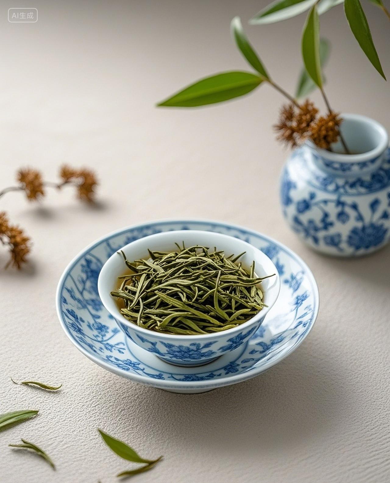 一碗茶叶清明前后茶叶杯具茶具道具摄影场景