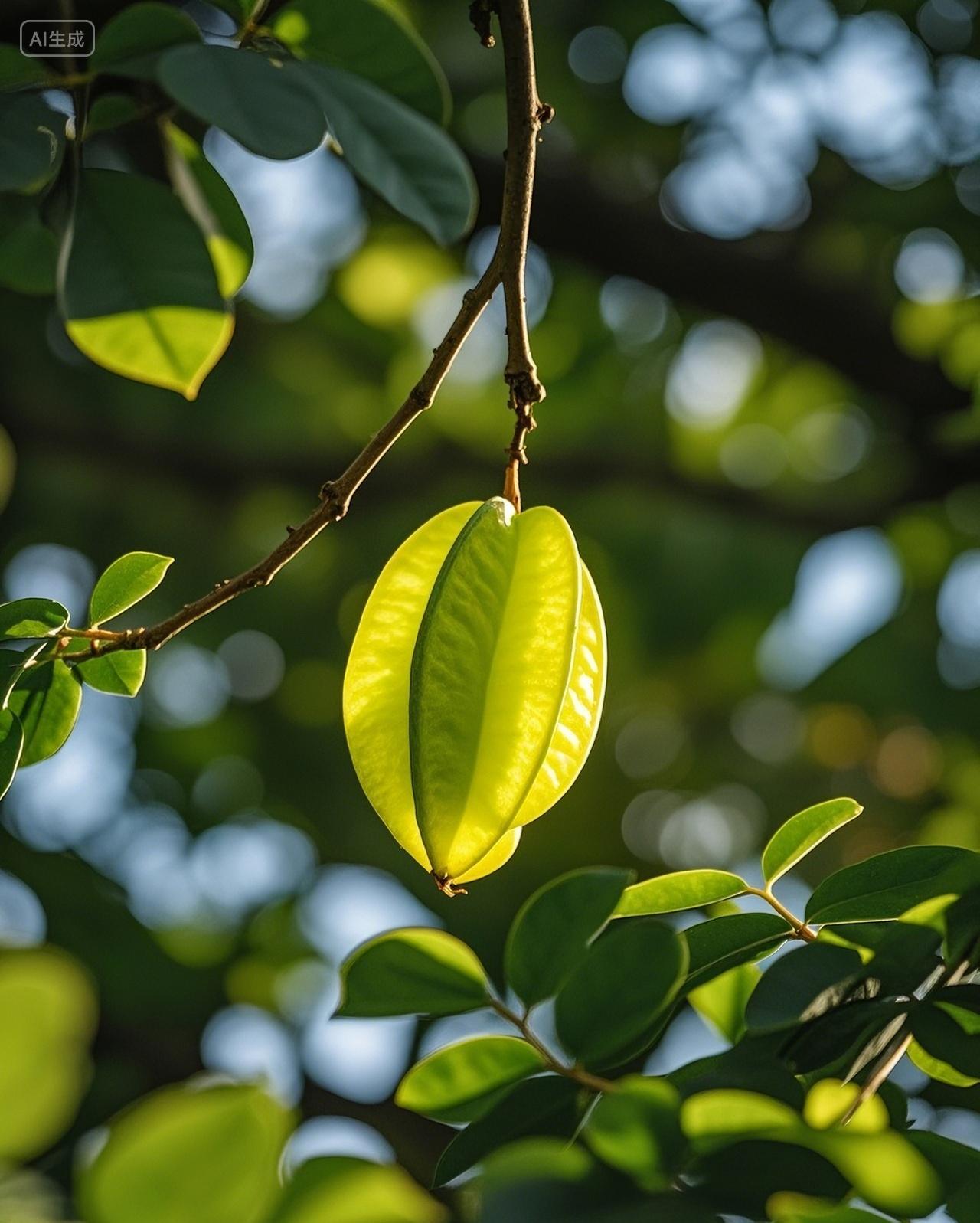 树上的杨桃食物水果摄影场景