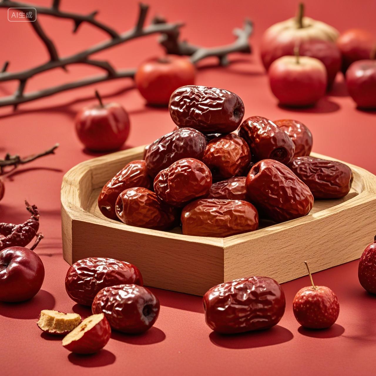 红色新年婚庆喜庆苹果平安福红枣背景图