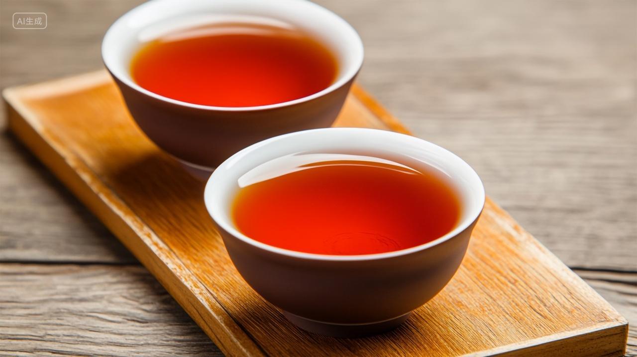 红茶45度拍摄两杯透亮的红茶