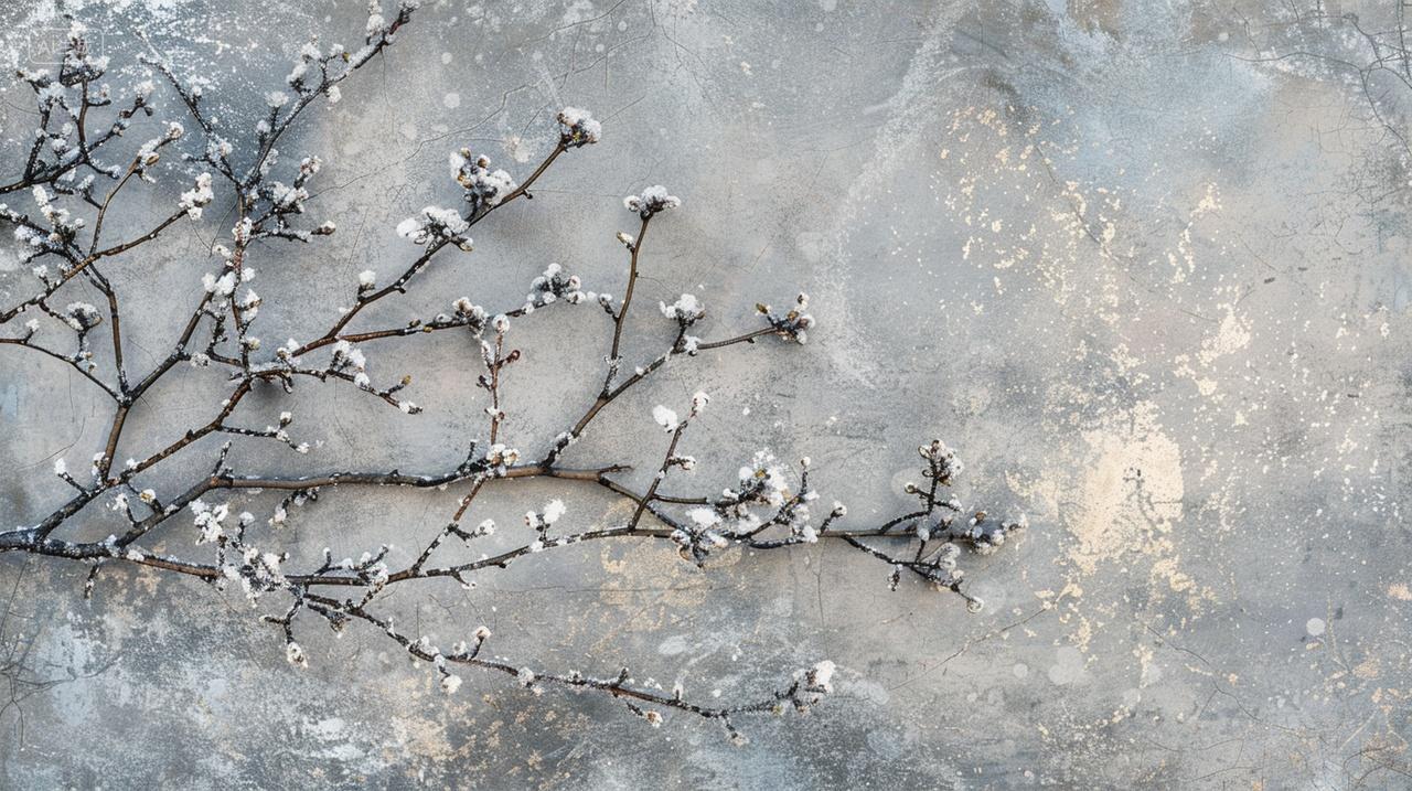 冬季大雪纷飞树枝上雪花宁静美丽立冬冬至小雪小寒渐变背景插画