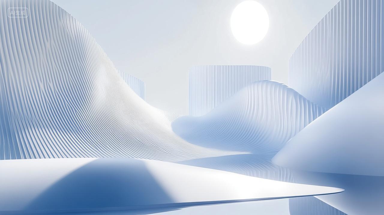 极简主义感白色梦幻空间抽象几何背景图