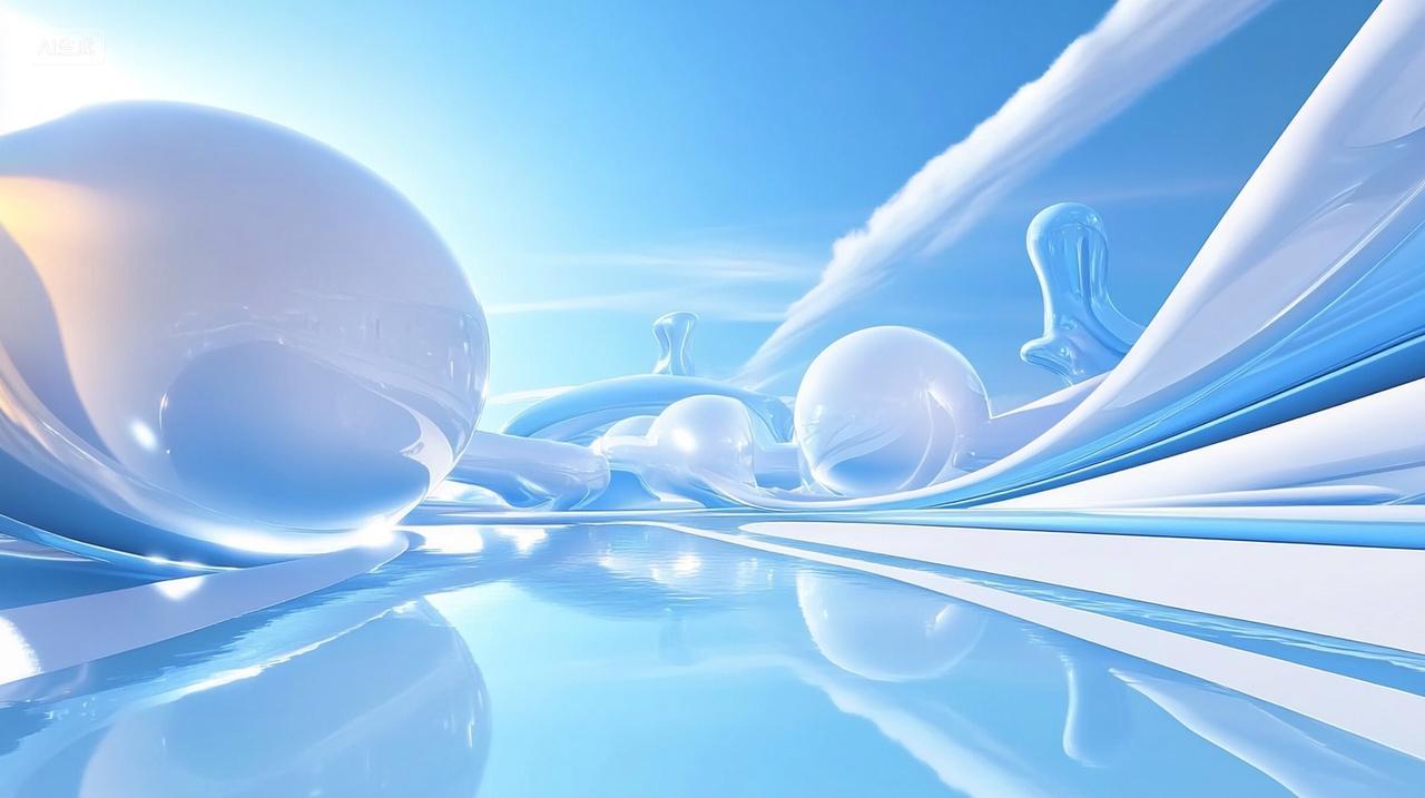 抽象的蓝色世界3D渲染三维空间背景图片