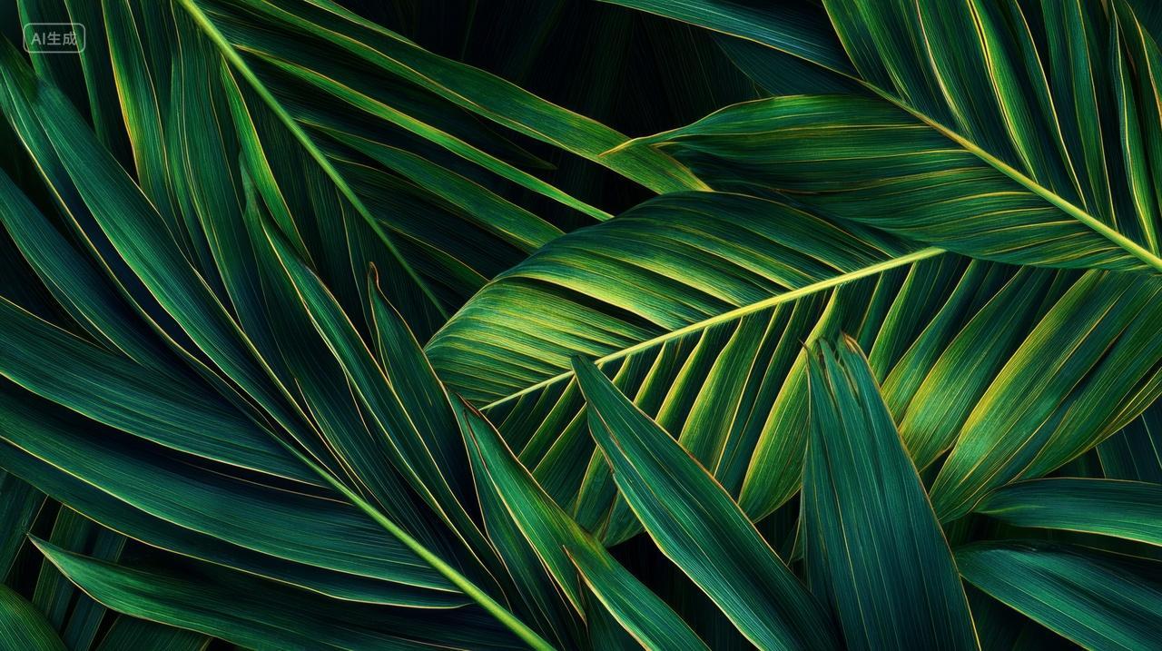 夏至夏天层层叠叠的森林绿叶特写护眼电脑壁纸背景图