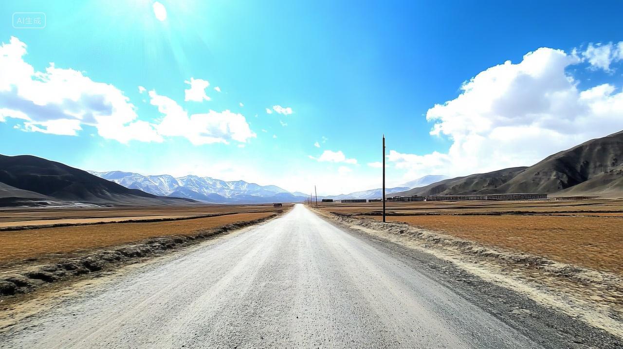 通往远方的路天空田野夏日炎炎空镜自然风景