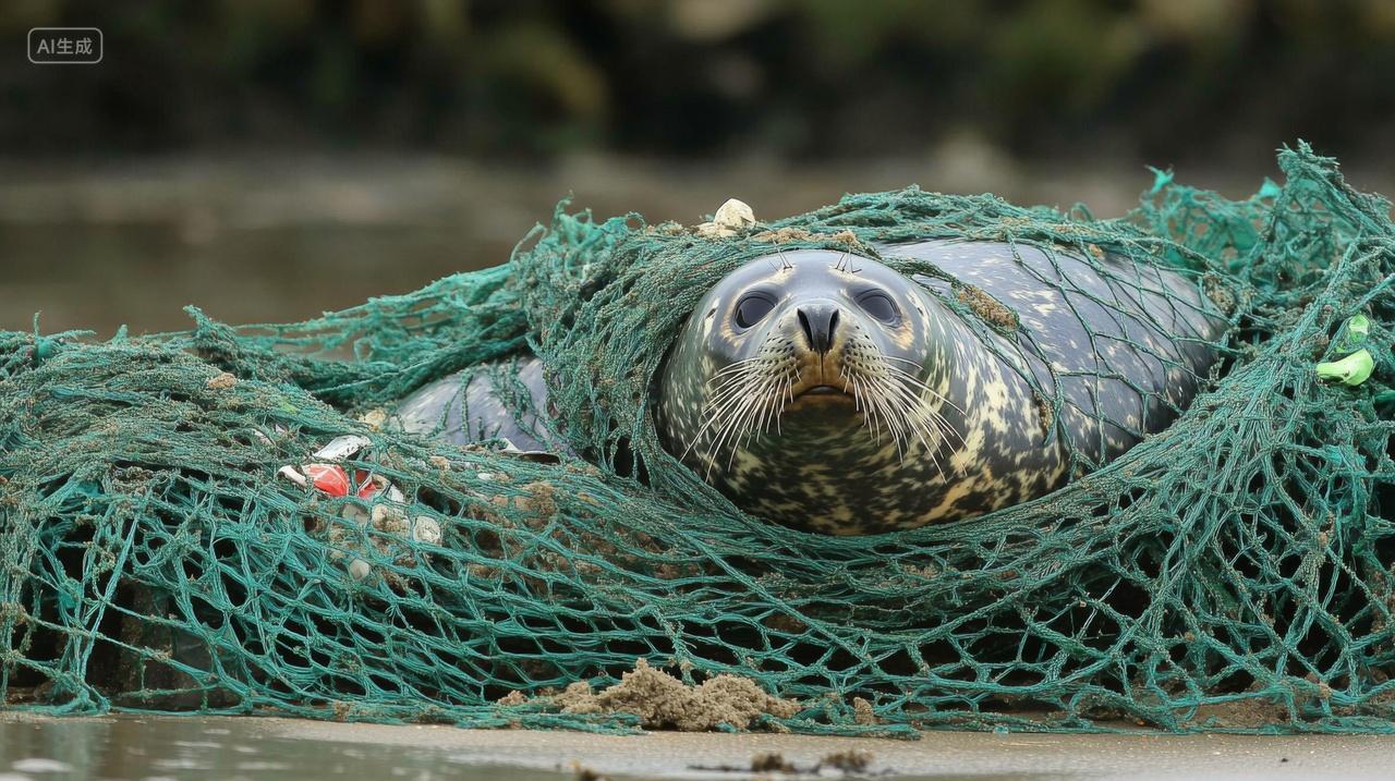 海洋动物海水染生态危机环境保护白色垃圾