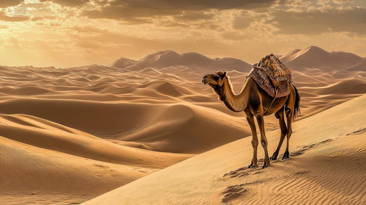 动物沙漠骆驼自然风景沙漠素材旅行摄影丝绸之路