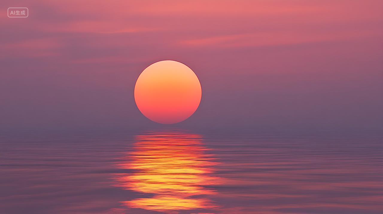 晨曦海面金色日出旅行风景唯美粉色背景图电脑壁纸