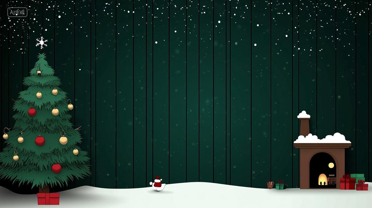 绿色圣诞节舞台背景平安夜雪人圣诞树素材