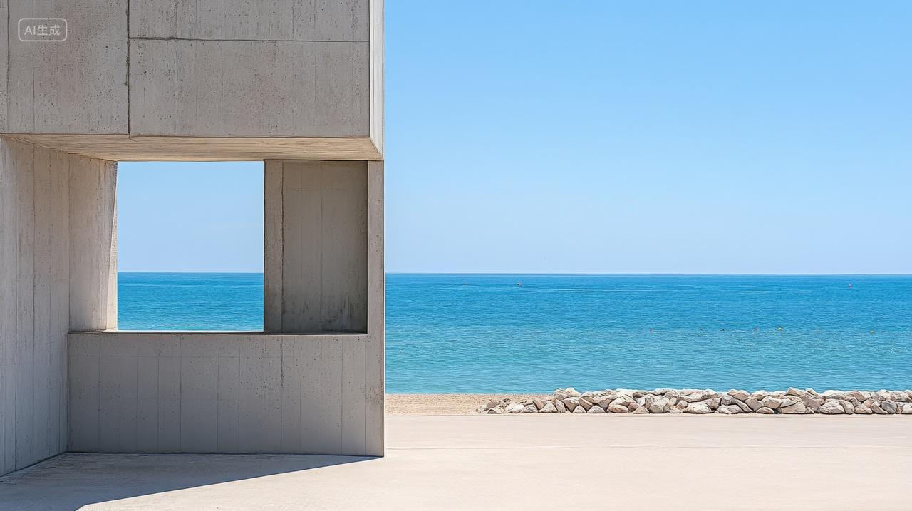 海边白色房子窗口海景自然风景意境空境治愈