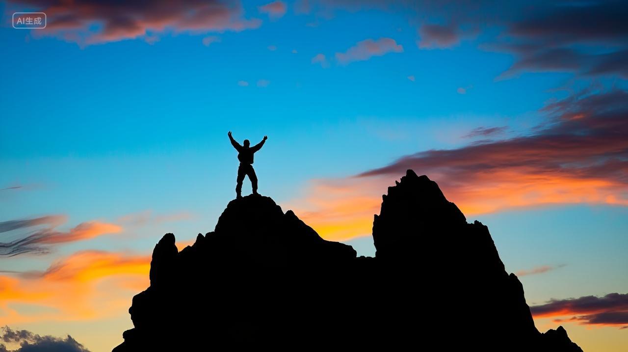 励志拼搏奋斗励志日出登顶喜悦挑战成功企业宣传拼搏成功