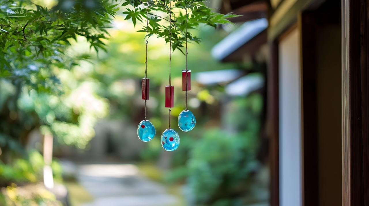 挂在树上的风铃意境清新空境