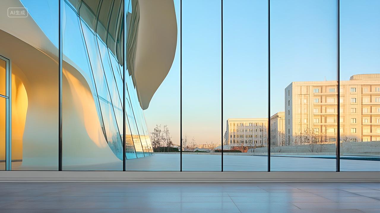 现代建筑的玻璃幕墙城市风光几何建筑设计