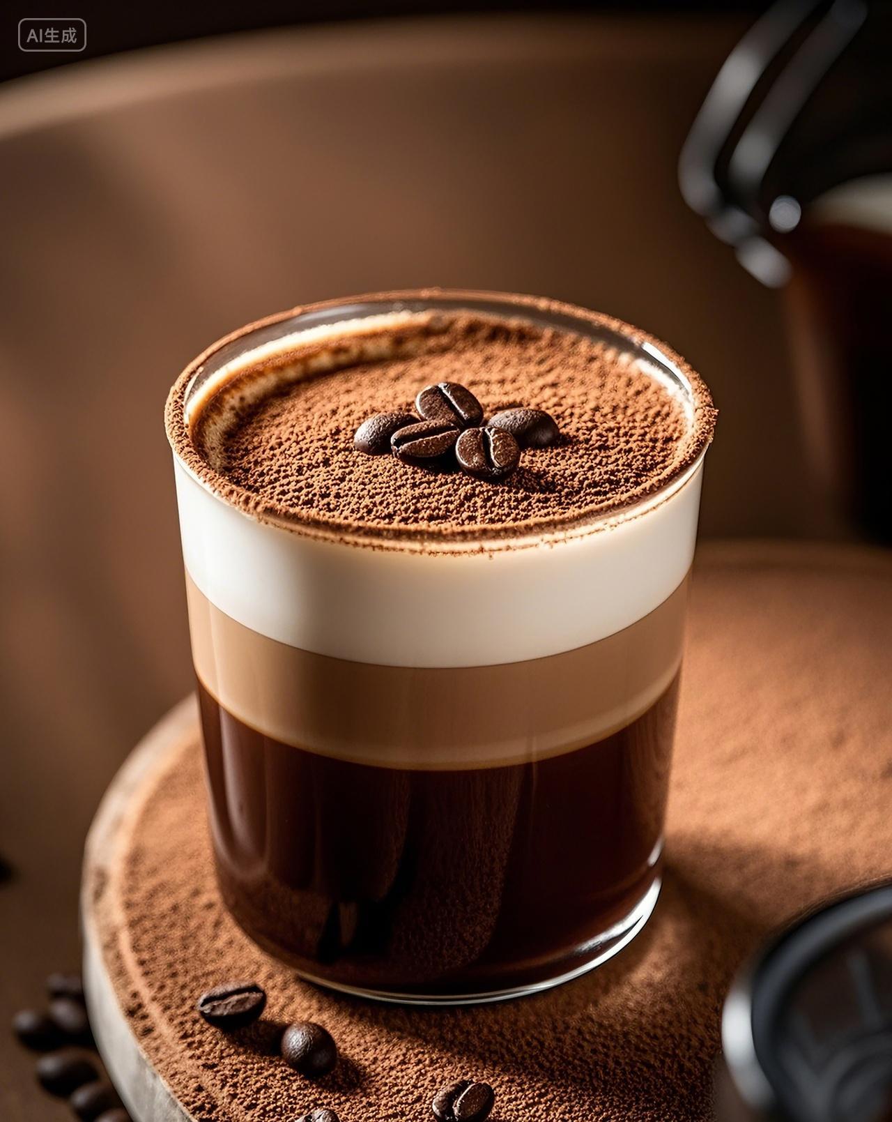 诱人的分层摩卡咖啡