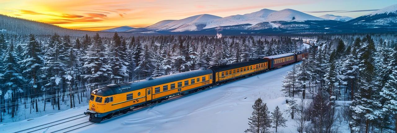 雪域列车西伯利亚森林的冬日轨迹