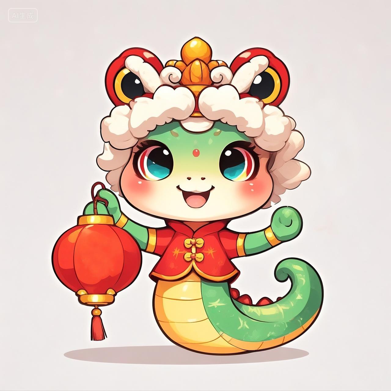 动物萌萌哒蛇年吉祥物2025新年春节插画