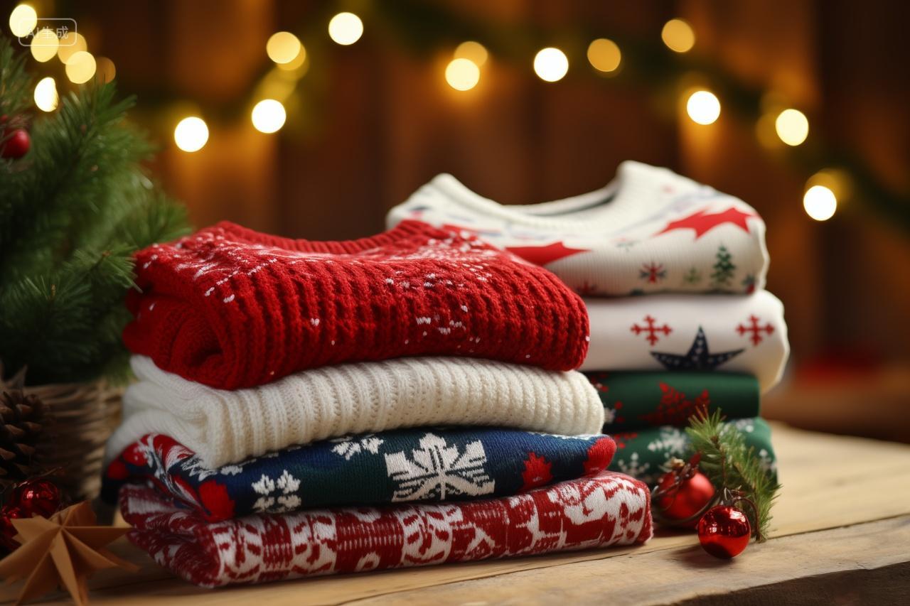 温暖圣诞节日毛衣衣服背景