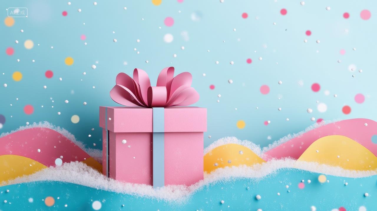 圣诞节粉色礼盒背景