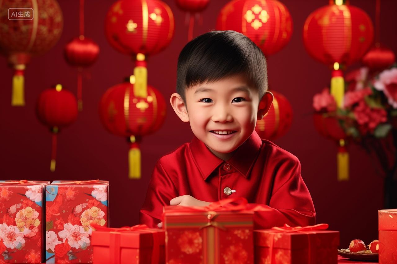 中国春节萌娃新年礼物传统文化