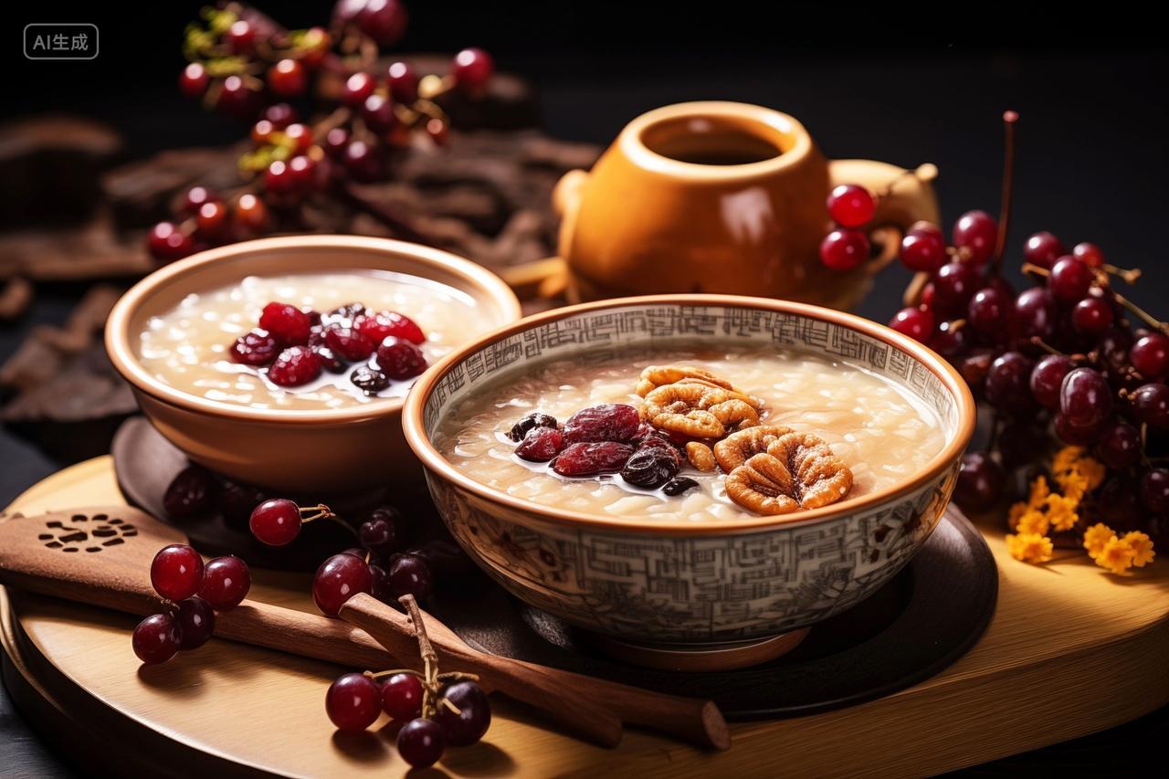 滋补养生红枣枸杞核桃粥餐饮美食