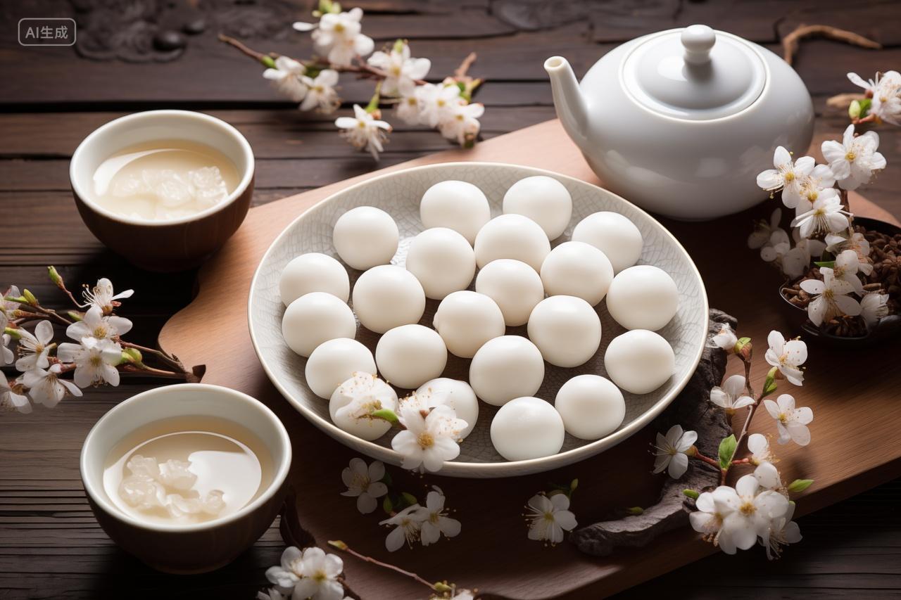 新年春节春意元宵汤圆甜品美食