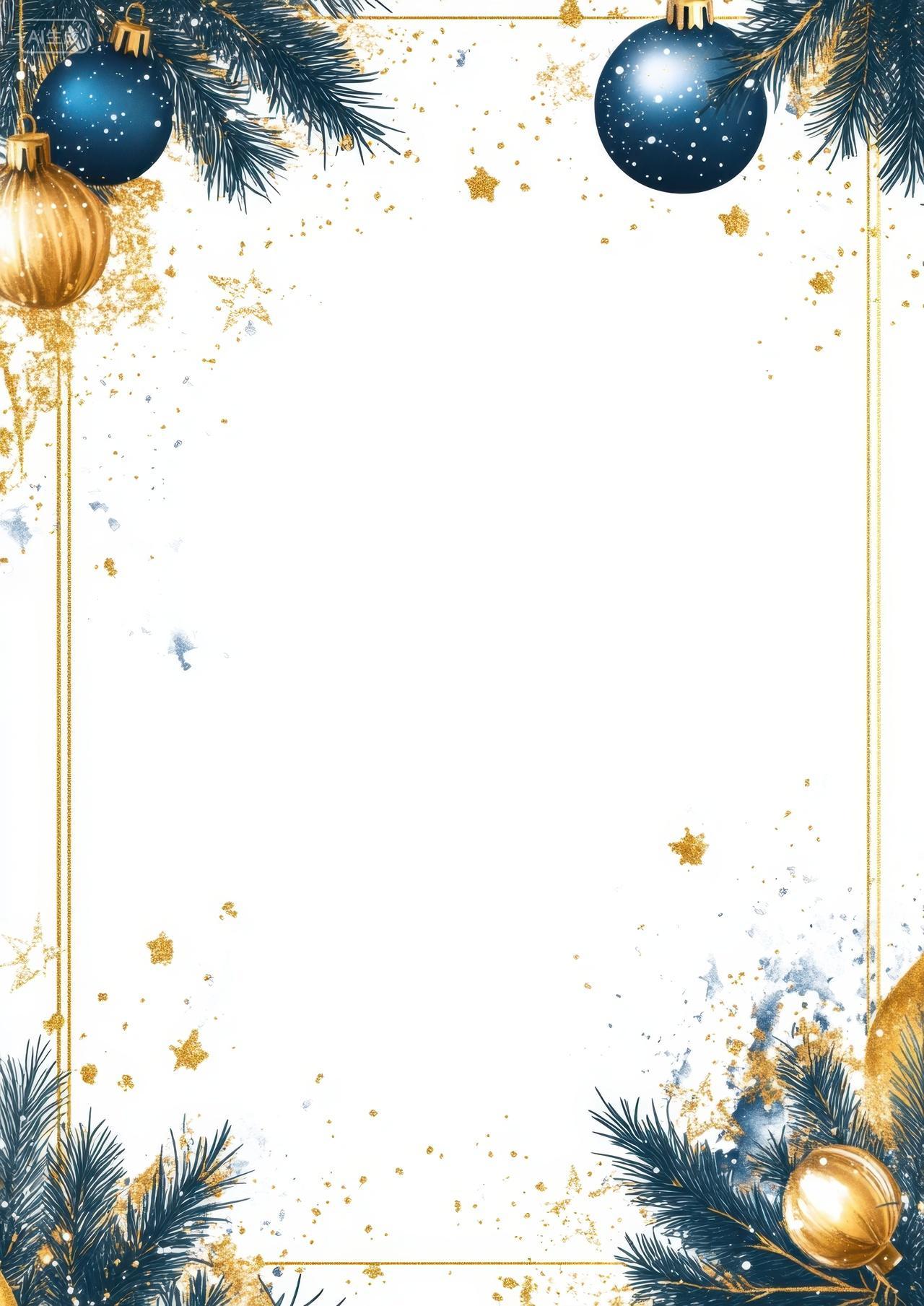蓝色金色圣诞装饰边框
