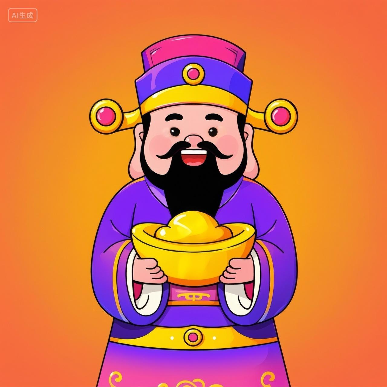 财神爷卡通形象拜年新年春节2025蛇年