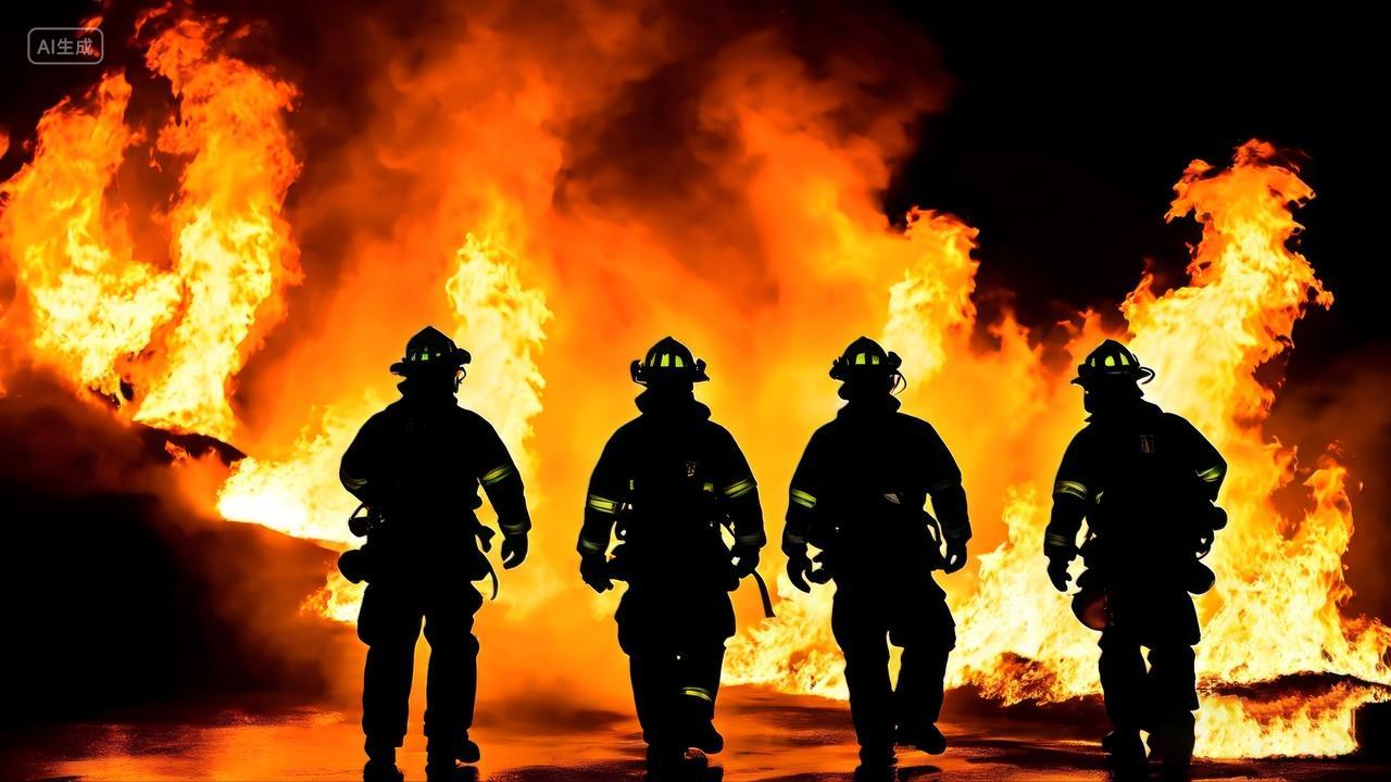 火光中消防员火警119全国消防日消防安全