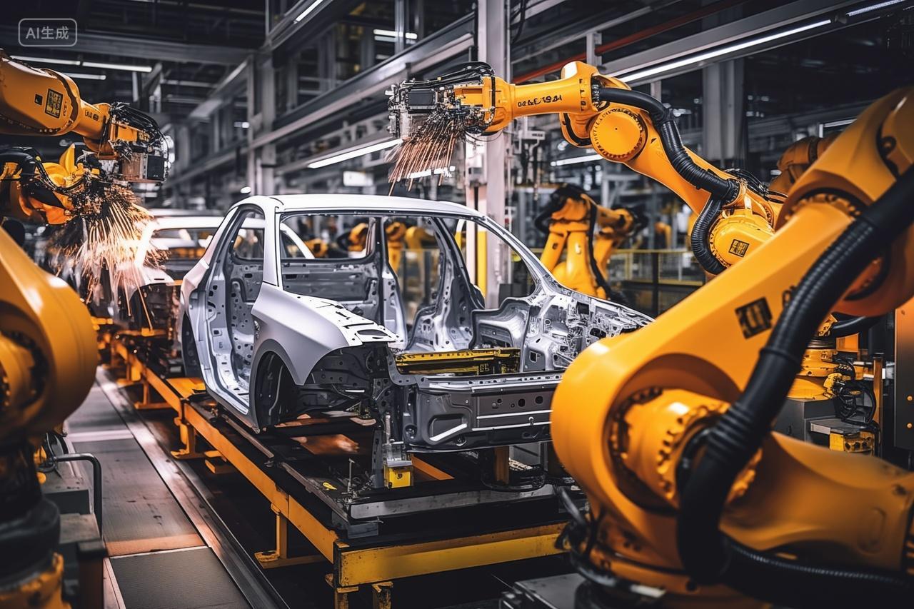 汽车制造工厂的自动化生产线生产制造