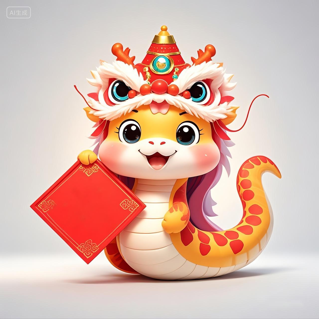 萌萌哒蛇年吉祥物2025新年春节插画