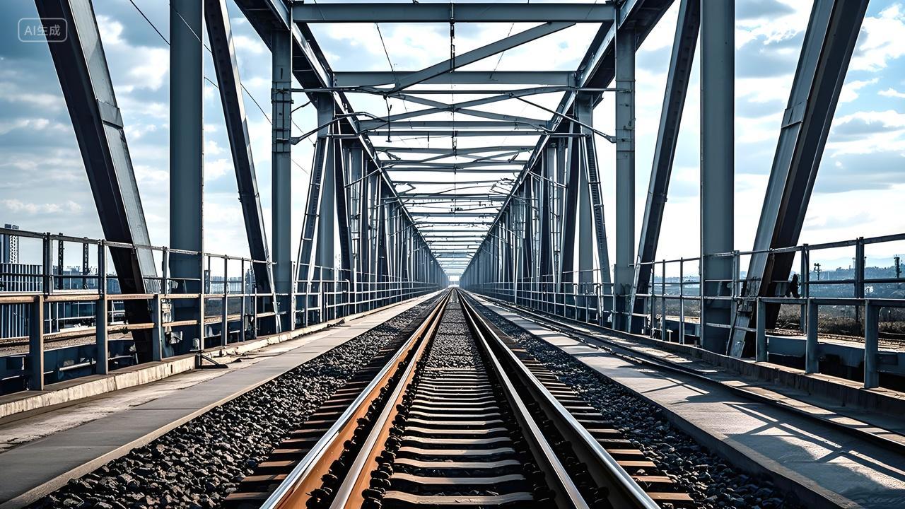 高架桥上的火车铁路轨道照片