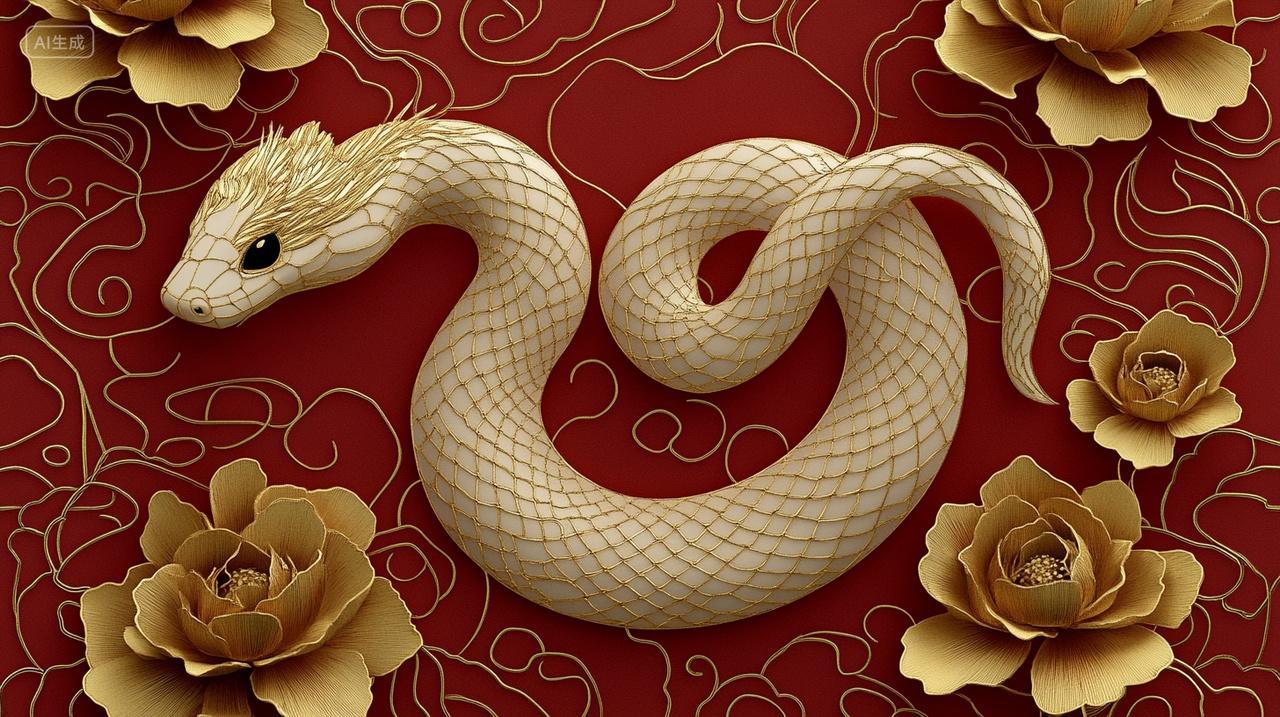2025年新年3d卡通蛇年插画