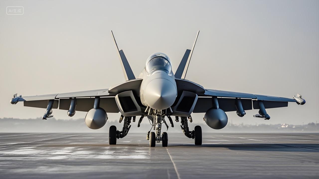 隐形战斗机飞机在烟雾迷雾的航母跑道上滑行起飞